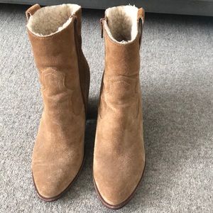 Jeffrey Campbell Guinn Sherpa Lined Suede Cowboy Ankle Boots